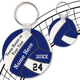 Personalized Blue and White Volleyball Keychains Schlüsselanhänger