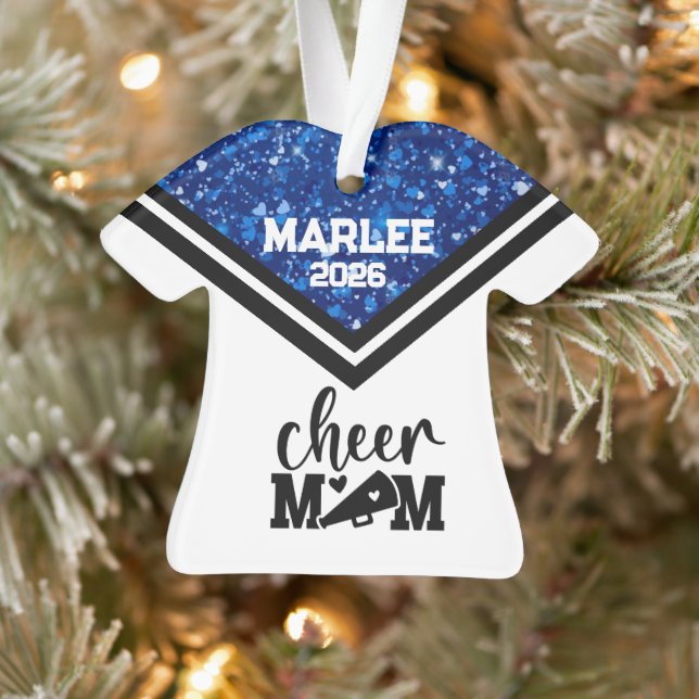 Personalized Blue & Black Cheer Mom Ornament  (Arbre)