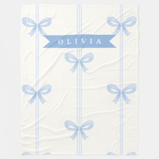 Personalized Blue Bow Coquette Name Aesthetic Fleecedecke