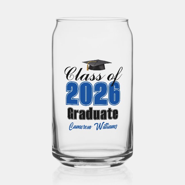 Personalized Blue Class of 2026 Graduation Dosenglas (Vorderseite)