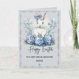 Personalized Blue Easter Bunny Greeting Card Karte