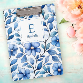 Personalized Blue Floral Clipboard Klemmbrett