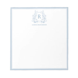 Personalized Blue Floral Crest Notepad Notizblock