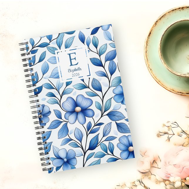 Personalized Blue Floral Monthly & Weekly Planner Planer (Von Creator hochgeladen)