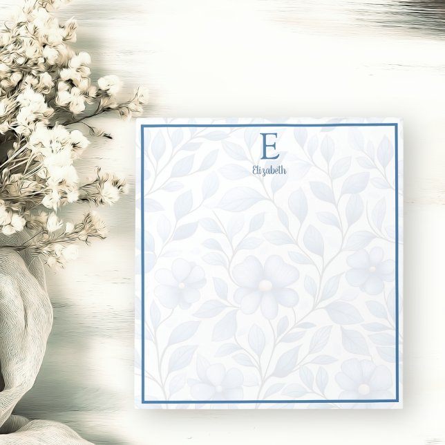 Personalized Blue Floral Notepad Notizblock (Von Creator hochgeladen)