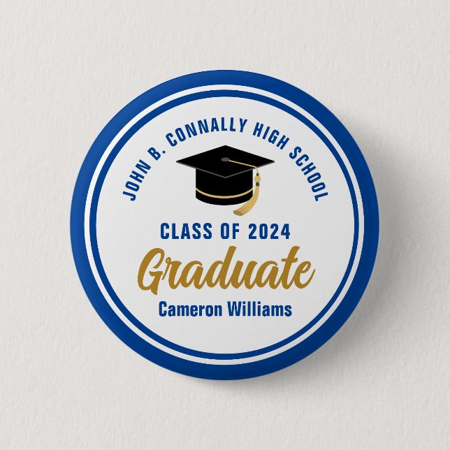 Personalized Blue Graduate 2023 Graduation Party Button (Vorderseite)