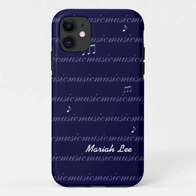 personalized blue music notes Case-Mate iPhone hülle (Rückseite)