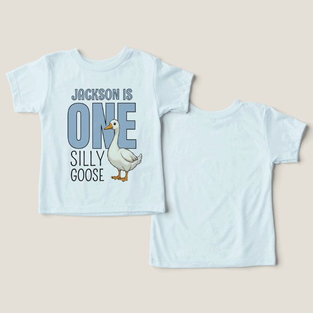 Personalized Blue One Silly Goose First Birthday (Design Recto & Verso)