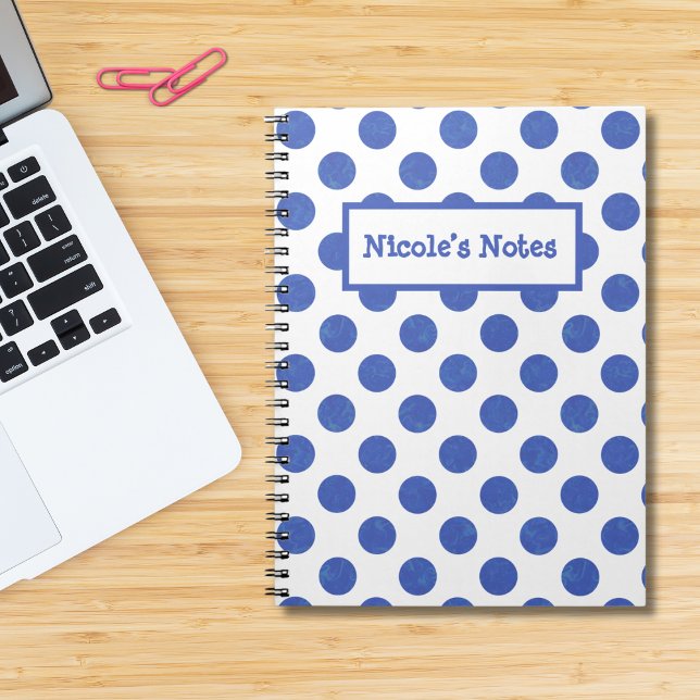 Personalized Blue Polka Dots Notizblock (Von Creator hochgeladen)