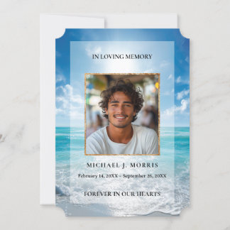 Personalized Blue Sky Funeral Photo Thank You Card Dankeskarte