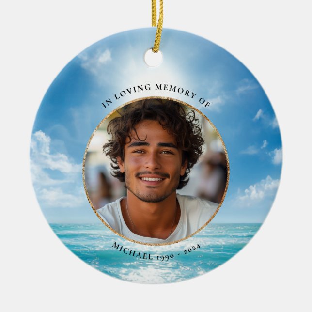 Personalized Blue Sky Memorial Ornament (Vorne)