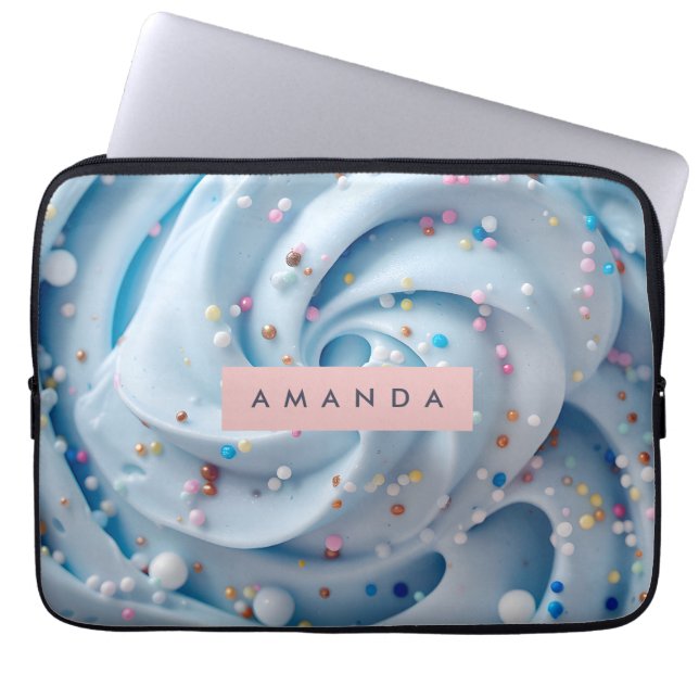Personalized Blue Whipped Frosting Sprinkle Laptopschutzhülle (Vorderseite)
