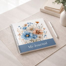 Personalized Blue Wildflower Watercolor Notizbuch