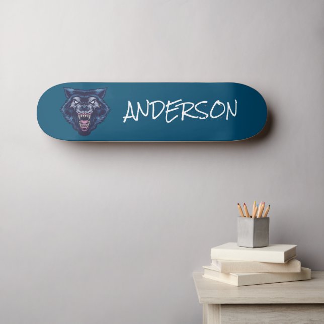 Personalized Blue Wolve skateboard (Wandkunst (Horz))
