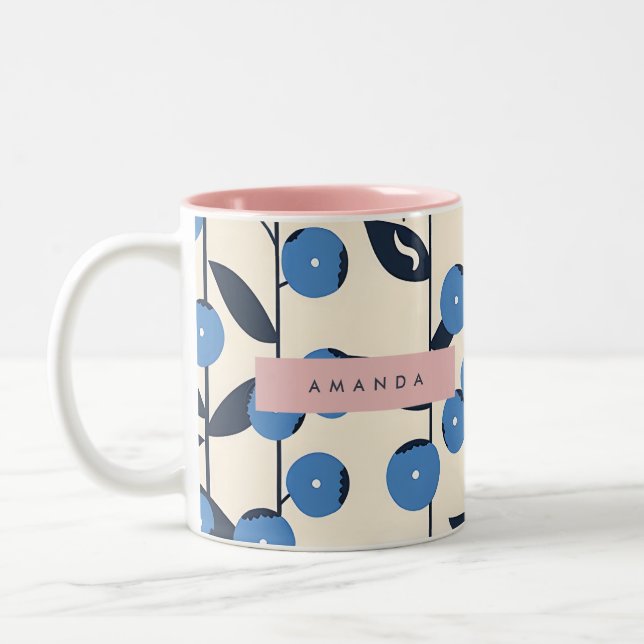 Personalized Blueberry Vine Nature  Zweifarbige Tasse (Links)