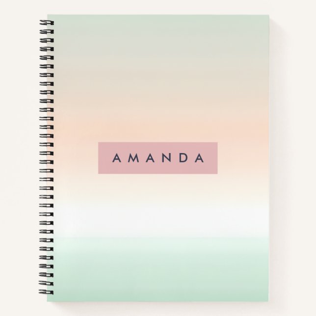 Personalized Blush and Mint Pastel Ombre  Notizbuch (Vorderseite)