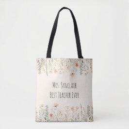 Personalized Blush Wildflower Teacher Thank You Tasche