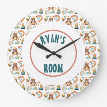 Personalized Boho Bear Clock