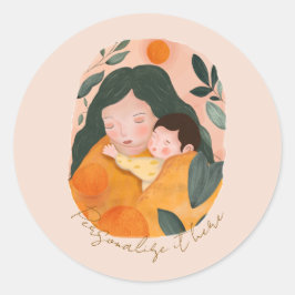 Personalized Boho Botanical Mama Love Runder Aufkleber