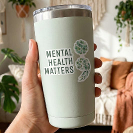 Personalized Boho Mental Health Semicolon Greenery Aufkleber