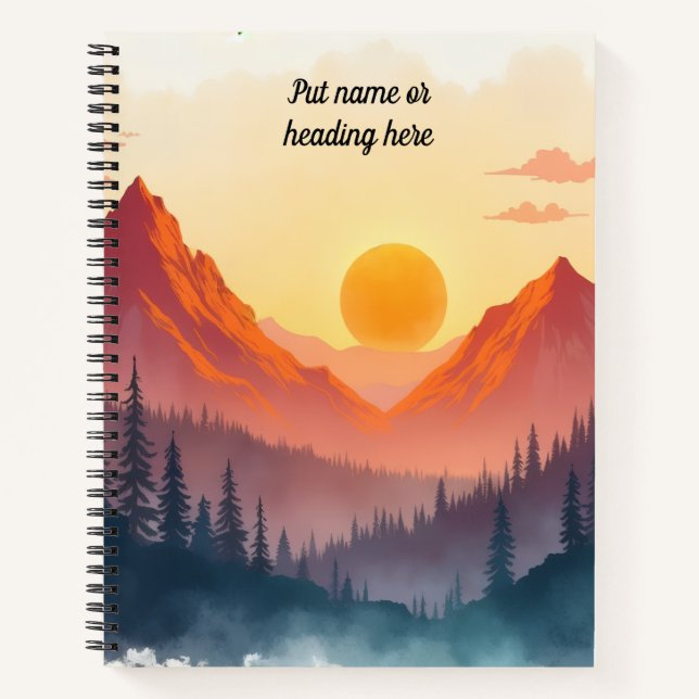 Personalized Boho Mountain Sunset 2 Notizbuch (Vorderseite)
