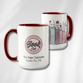 Personalized Book Club Logo & Floral Tasse