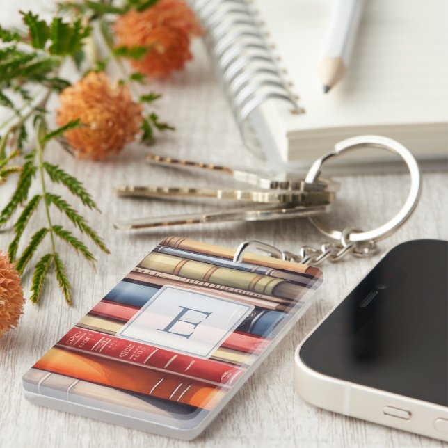 Personalized Book Lover Monogram  Schlüsselanhänger (Vorderseite rechts)