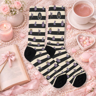 Personalized Bookish Girl Academy Wizard Black Socken