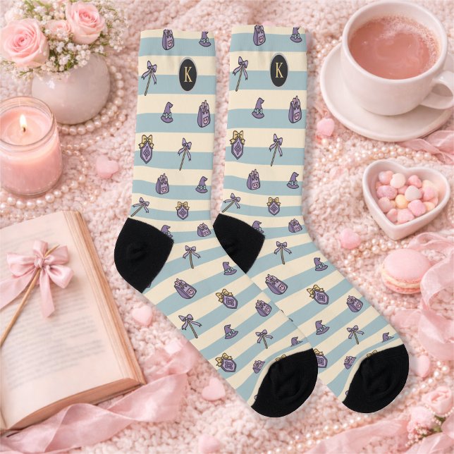 Personalized Bookish Girl Academy Wizard Blue Socken (Von Creator hochgeladen)