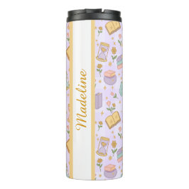 Personalized Bookish Girly Magic Times Purple Name Thermosbecher