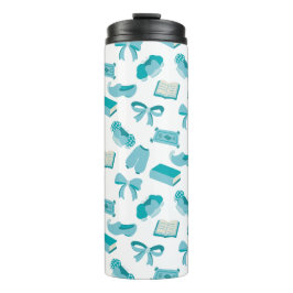 Personalized Bookish Girly Teal Cute Bow Name  Thermosbecher