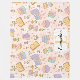 Personalized Bookish Magic Pink Pastel Girly Name Fleecedecke