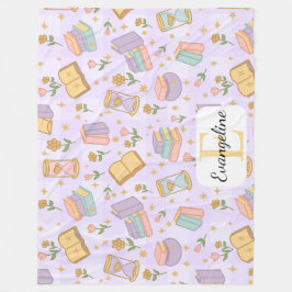 Personalized Bookish Magic Purple Pastel Girly Fleecedecke