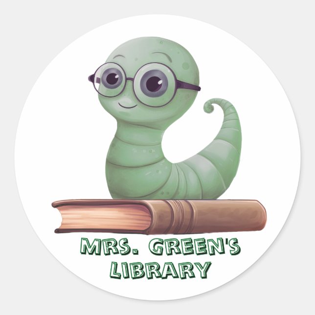 Personalized Bookworm Book Stickers for Classroom  (Devant)