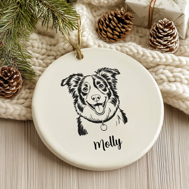 Personalized Border Collie Dog Christmas Keramik Ornament (Von Creator hochgeladen)
