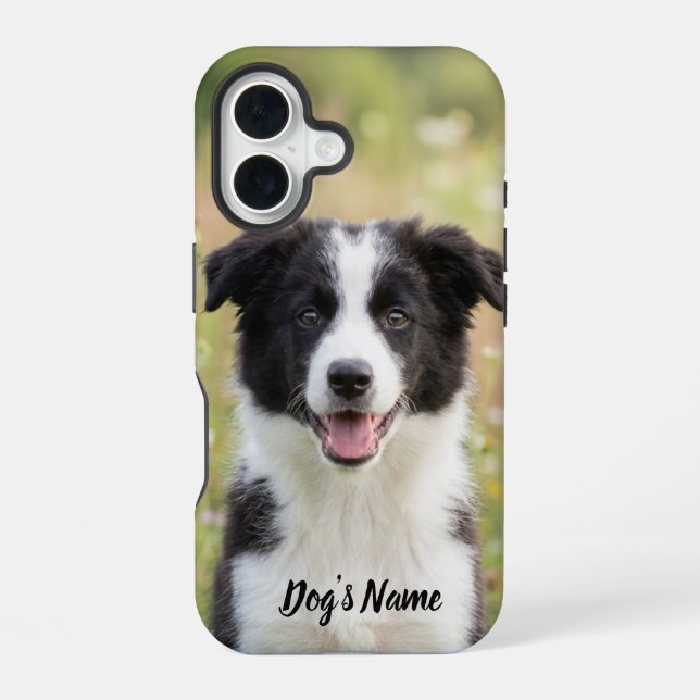 Personalized Border Collie Photo and Name  iPhone 16 Hülle (Rückseite)