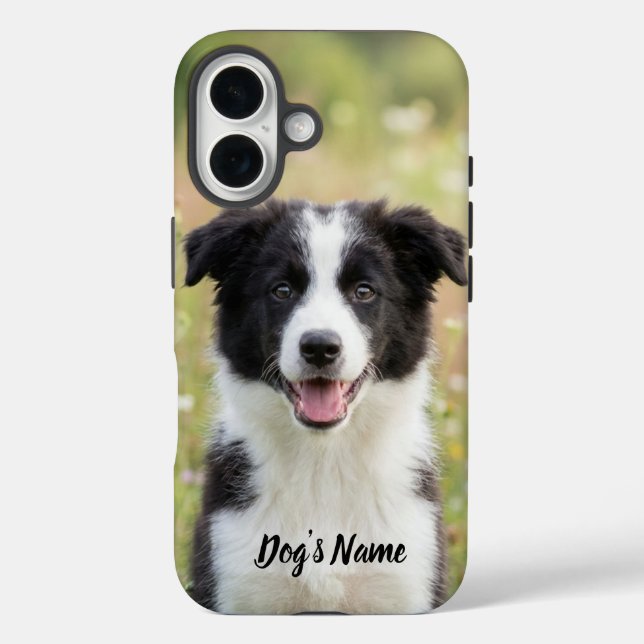 Personalized Border Collie Photo and Name  iPhone 16 Hülle (Rückseite)