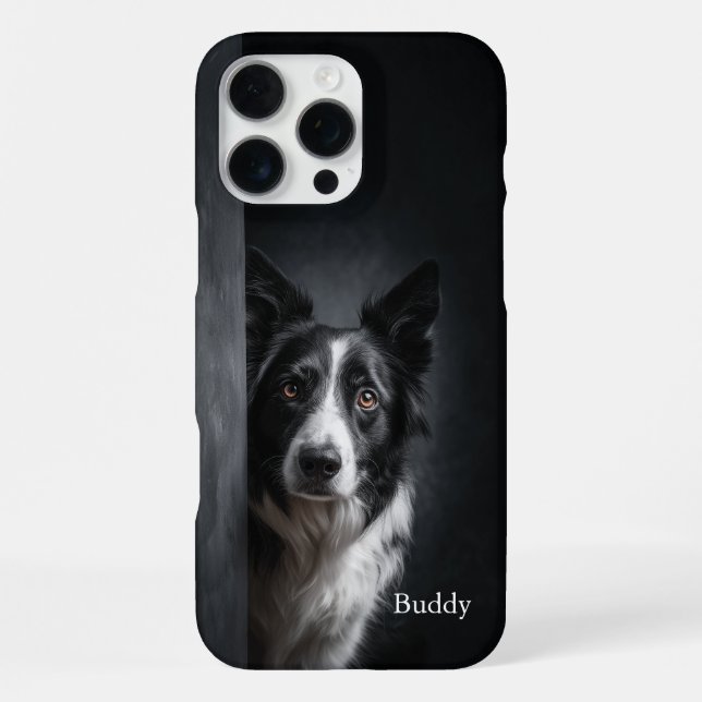 Personalized Border Collie Portrait iPhone 16 Pro Max Hülle (Rückseite)