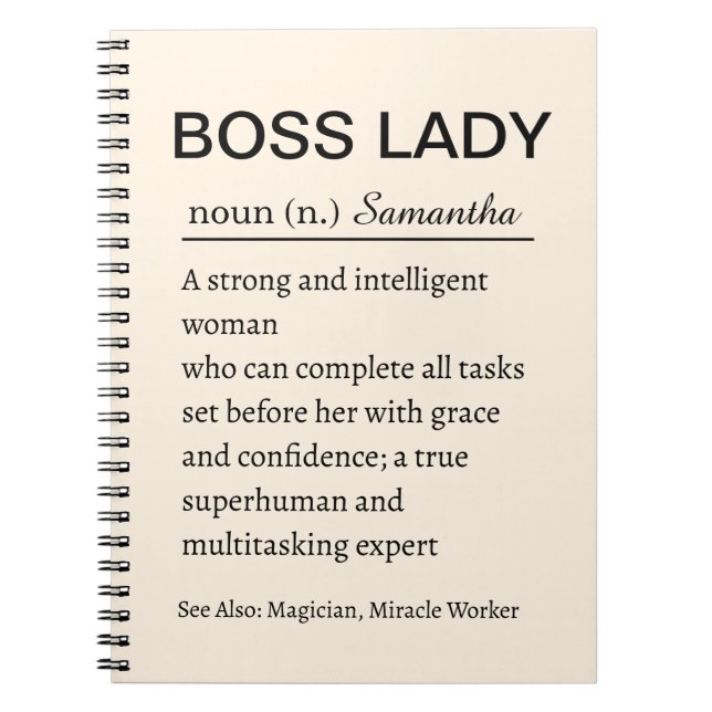 Personalized Boss Lady Definition Notebook Funny Notizblock (Vorderseite)