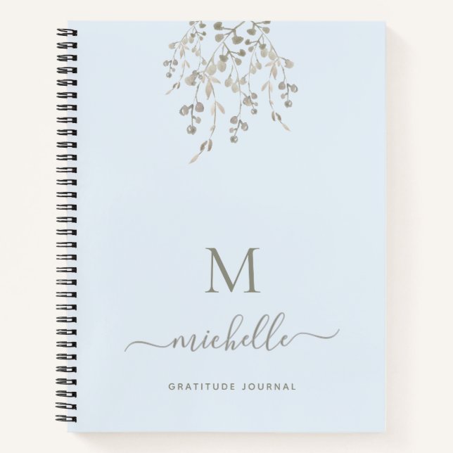 Personalized Botanical Blue Gratitude Journal (Devant)