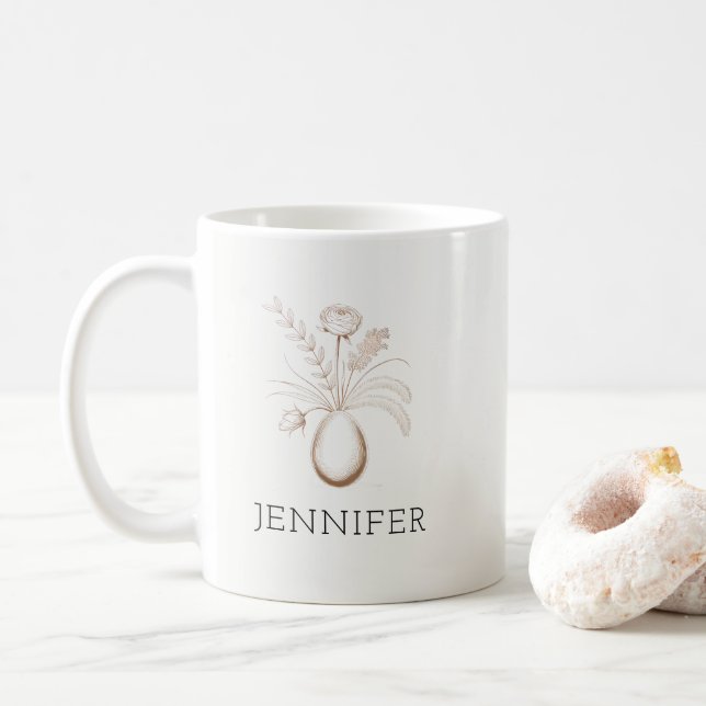 Personalized Botanical Easter Mug Elegant Gift (Avec donut)