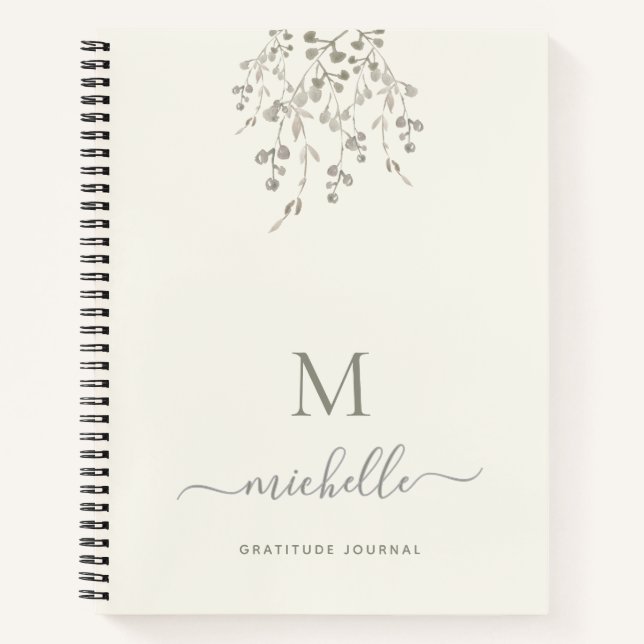 Personalized Botanical Ivory Gratitude Journal (Devant)