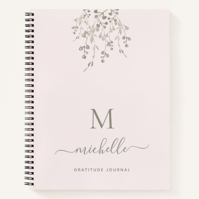 Personalized Botanical Pink Gratitude Journal Notizbuch (Vorderseite)