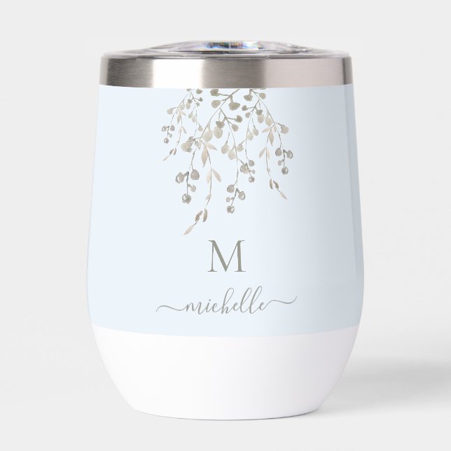 Personalized Botanical Watercolor Monogram Blue (Vorderseite)