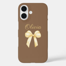 Personalized Bow Brown Aesthetic Coquette iPhone 16 Hülle