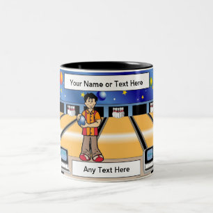 Personalized Bowling - Male Cartoon Zweifarbige Tasse