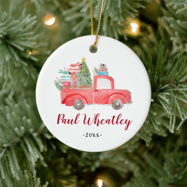 Personalized Boy Newborn Christmas Truck Ornament (Baum)