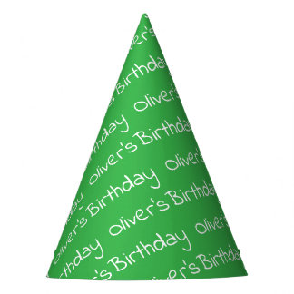 Personalized Boy's Name Birthday Green Party Hats Partyhütchen