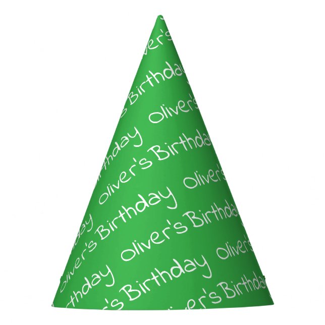 Personalized Boy's Name Birthday Green Party Hats Partyhütchen (Vorderseite)