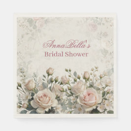 Personalized Bridal Shower Napkins | Blush Rose Serviette